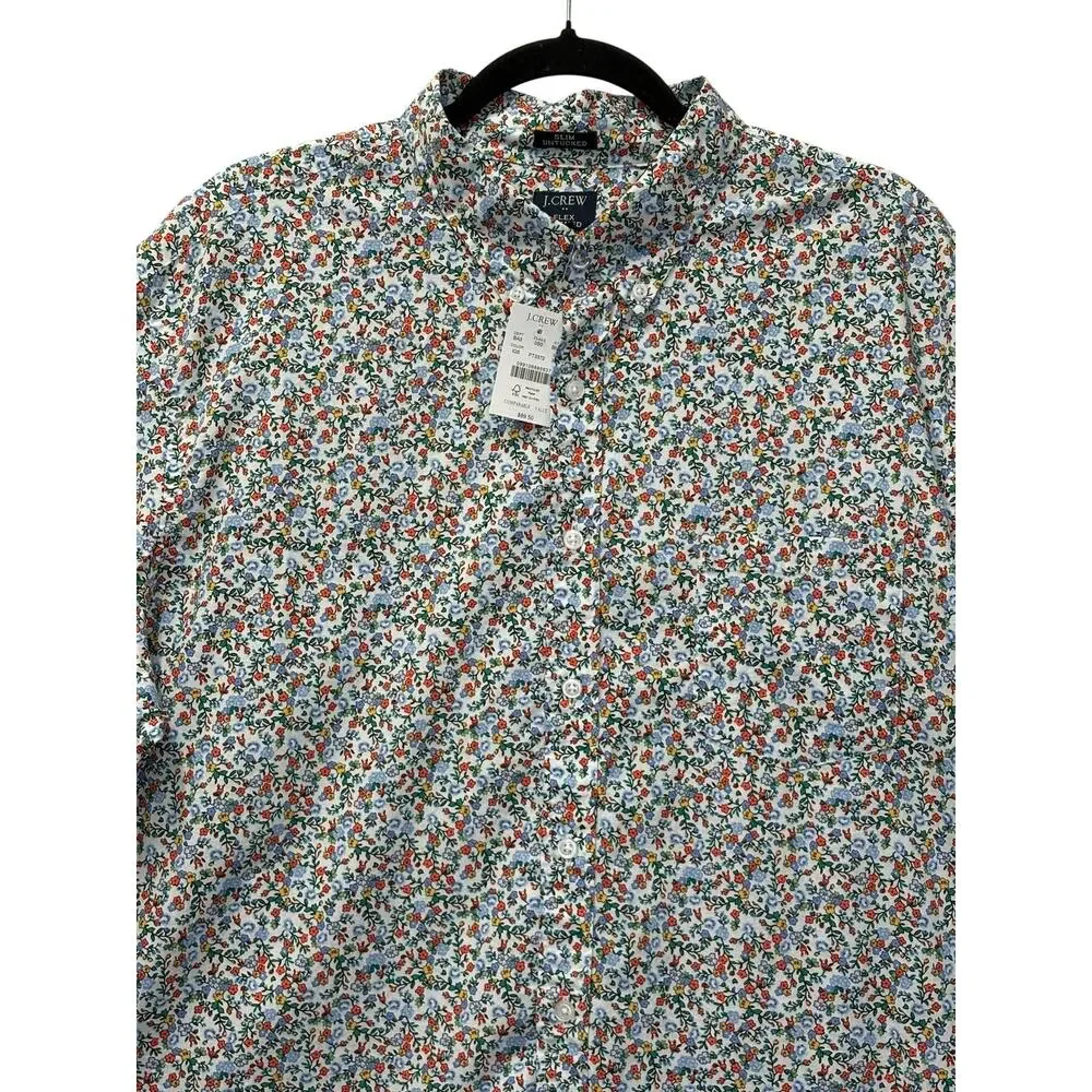 J.Crew Slim Untucked Flex Oxford Floral Button-Down Shirt L